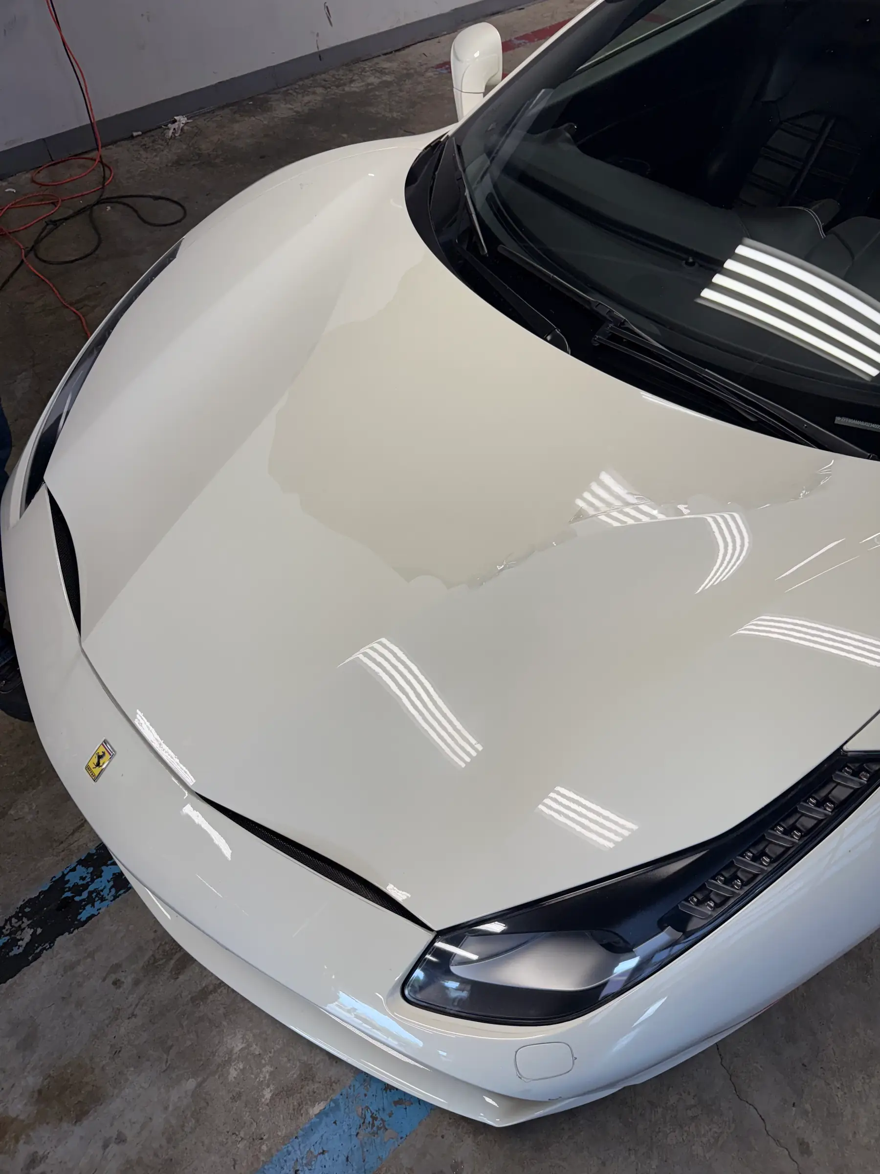 Ferrari 488 GTB: PPF install, hood detail