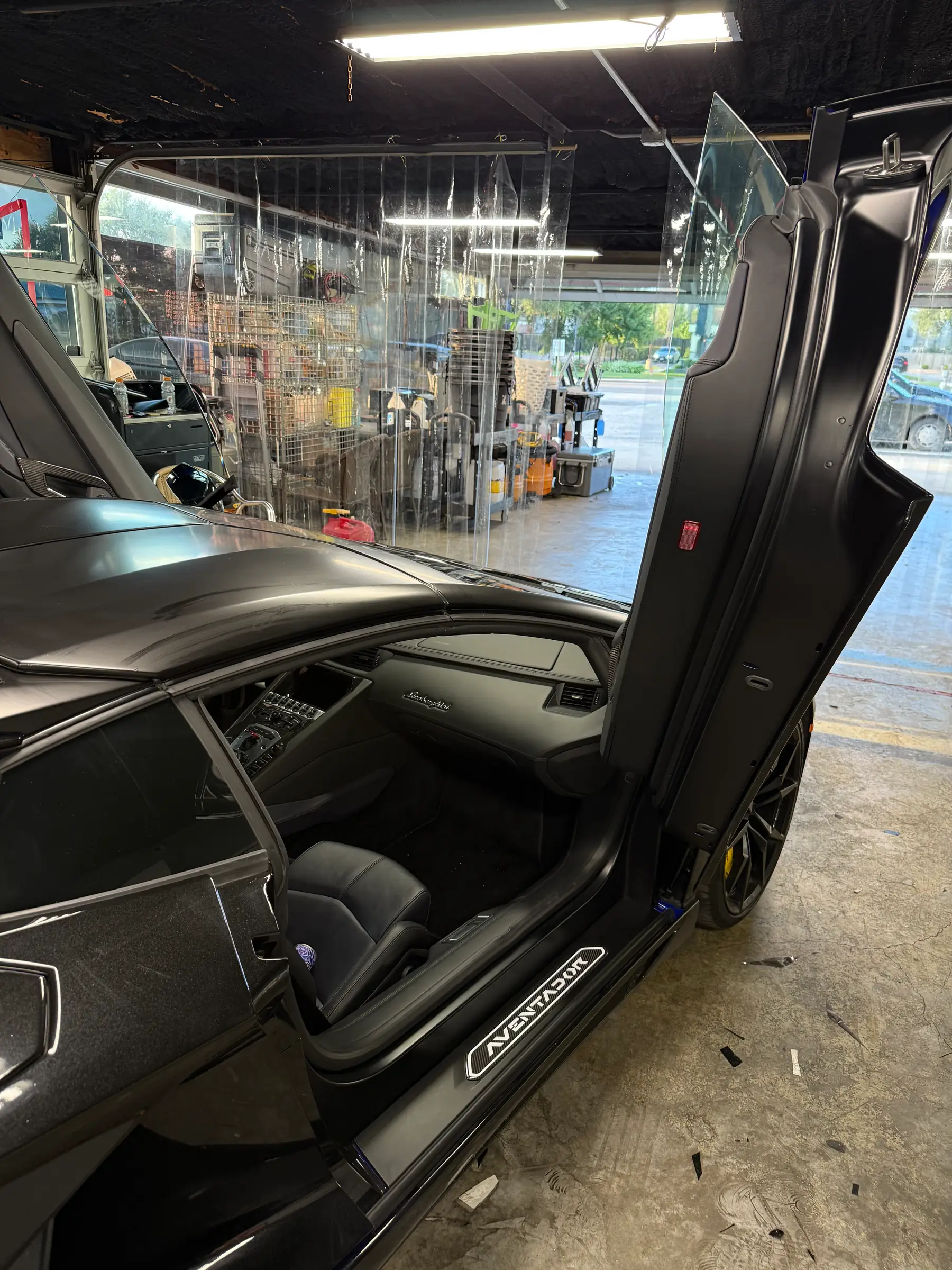 Lamborghini Aventador: scissor door and sill detail