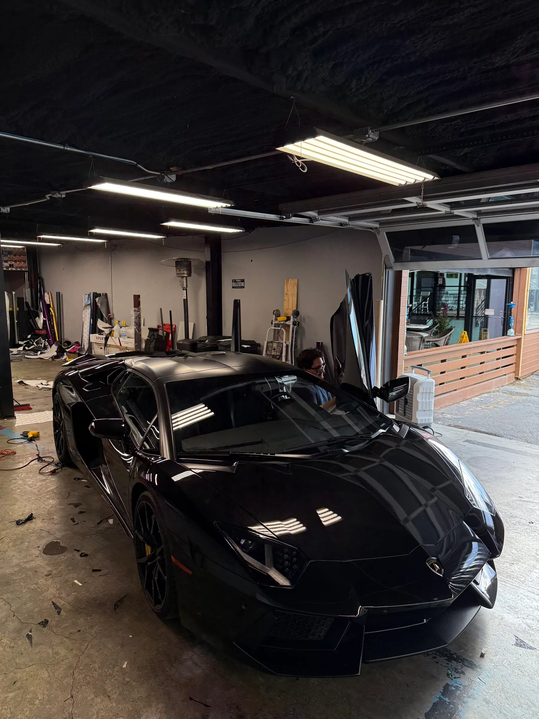 Lamborghini Aventador finished in a satin black wrap